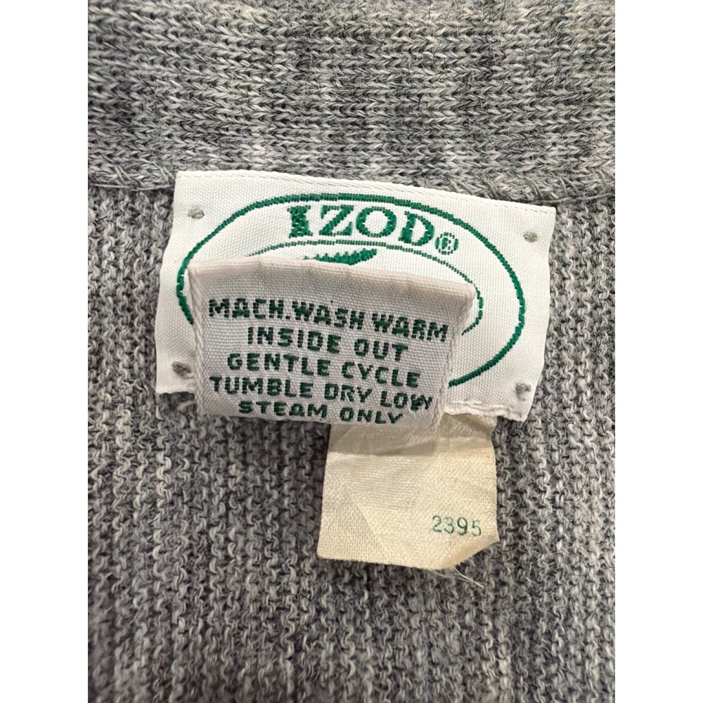 Vintage Izod Lacoste Mens XL Gray Cardigan Sweater Orlon Acrylic Made in USA - Picture 7 of 10
